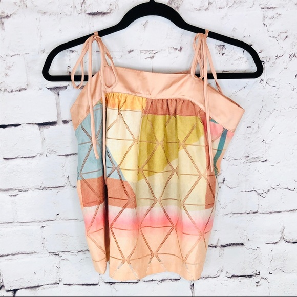 Anthropologie Tops - Anthro | Akemi+Kin Peach Satin Multicolor Knit Top